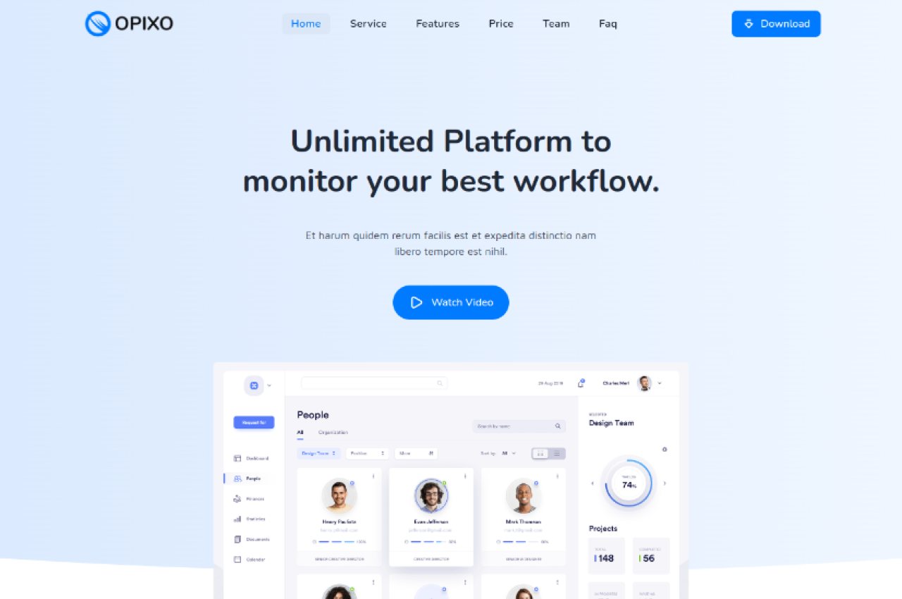 Opixo React | Tailwind CSS Multipurpose Landing Page Template