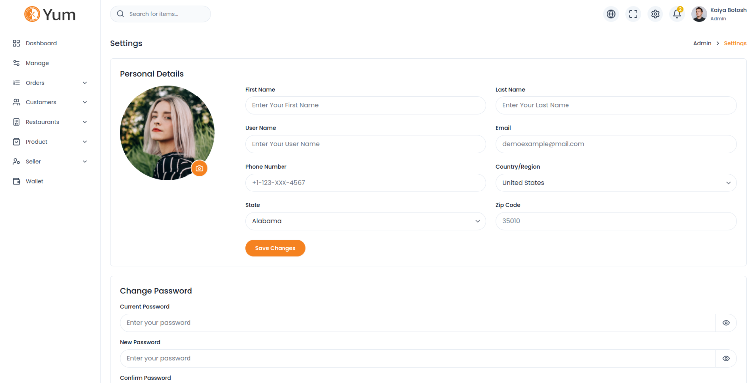Yum React Multipurpose Food Tailwind CSS Template Yum react multipurpose food tailwind css template